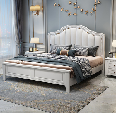 美式实木床1.8m大床现代简约双人床欧式软包婚床主卧轻奢储物皮床