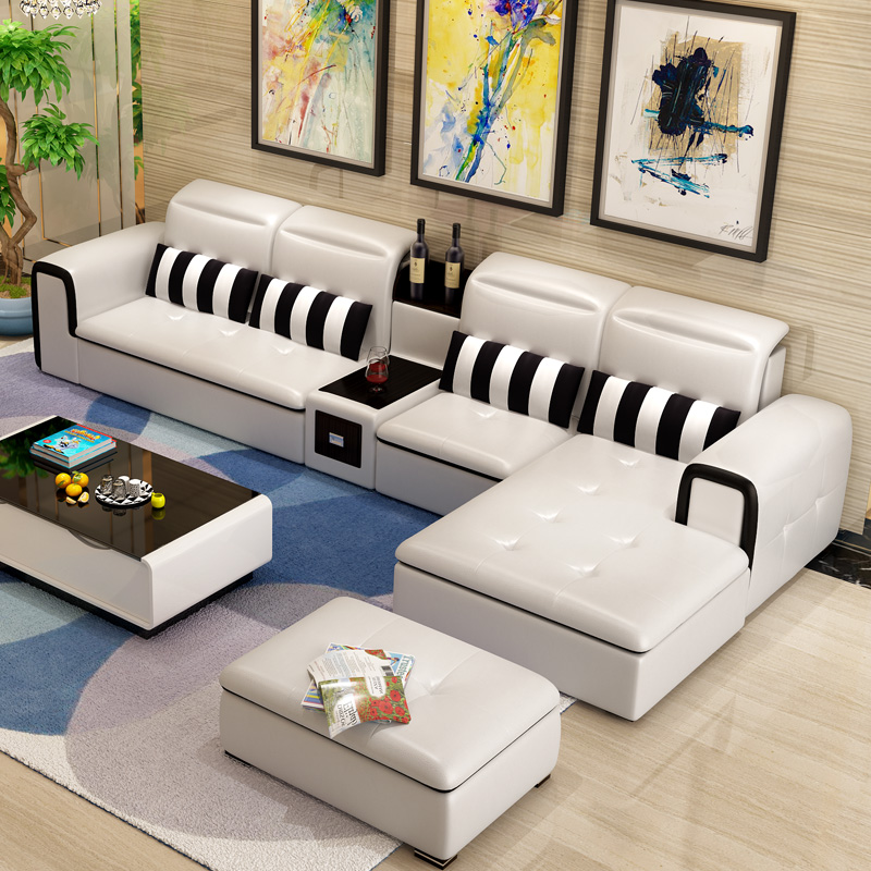 现代简约客厅整装真皮沙发头层牛皮大小户型沙发转角皮艺沙