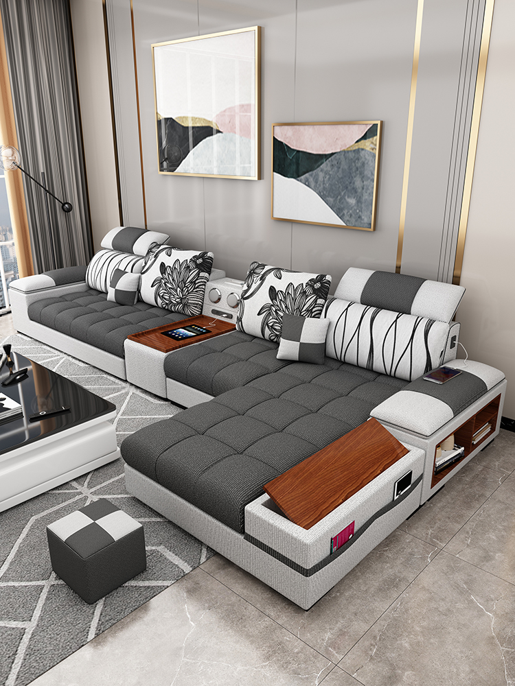 新免洗科技布艺沙发客厅大小户型乳胶简约现代经济型家具套装组合